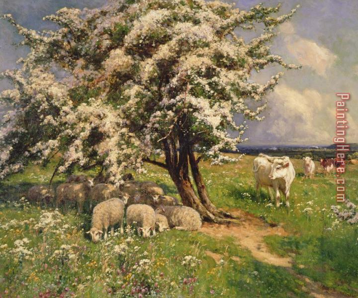 Arthur Walker Redgate Sheep And Cattle In A Landscape